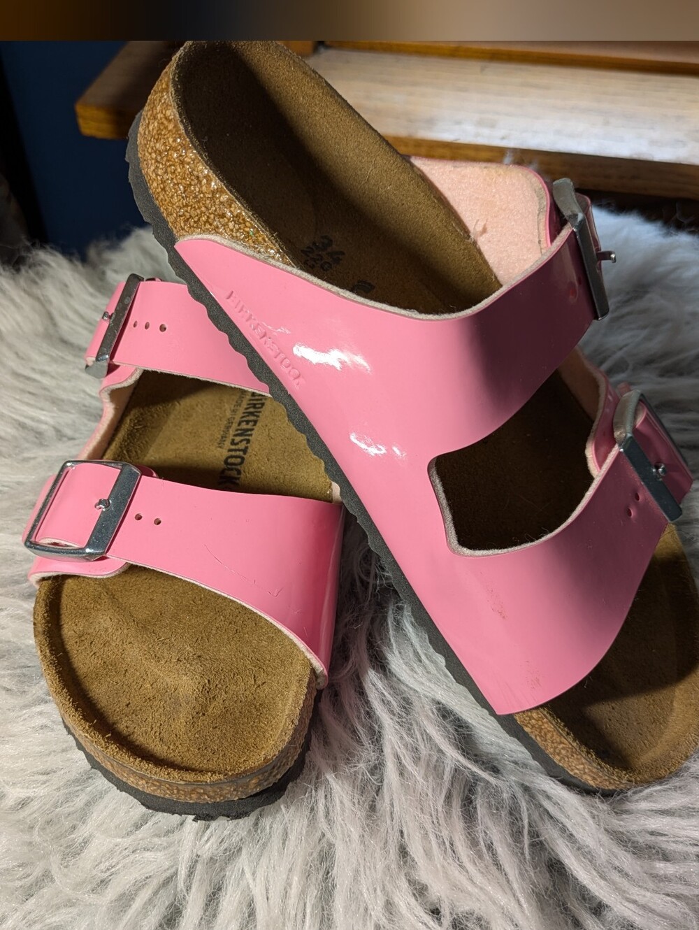 Birkenstock Arizona Patent Sandal - Bubblegum Pink Size 34